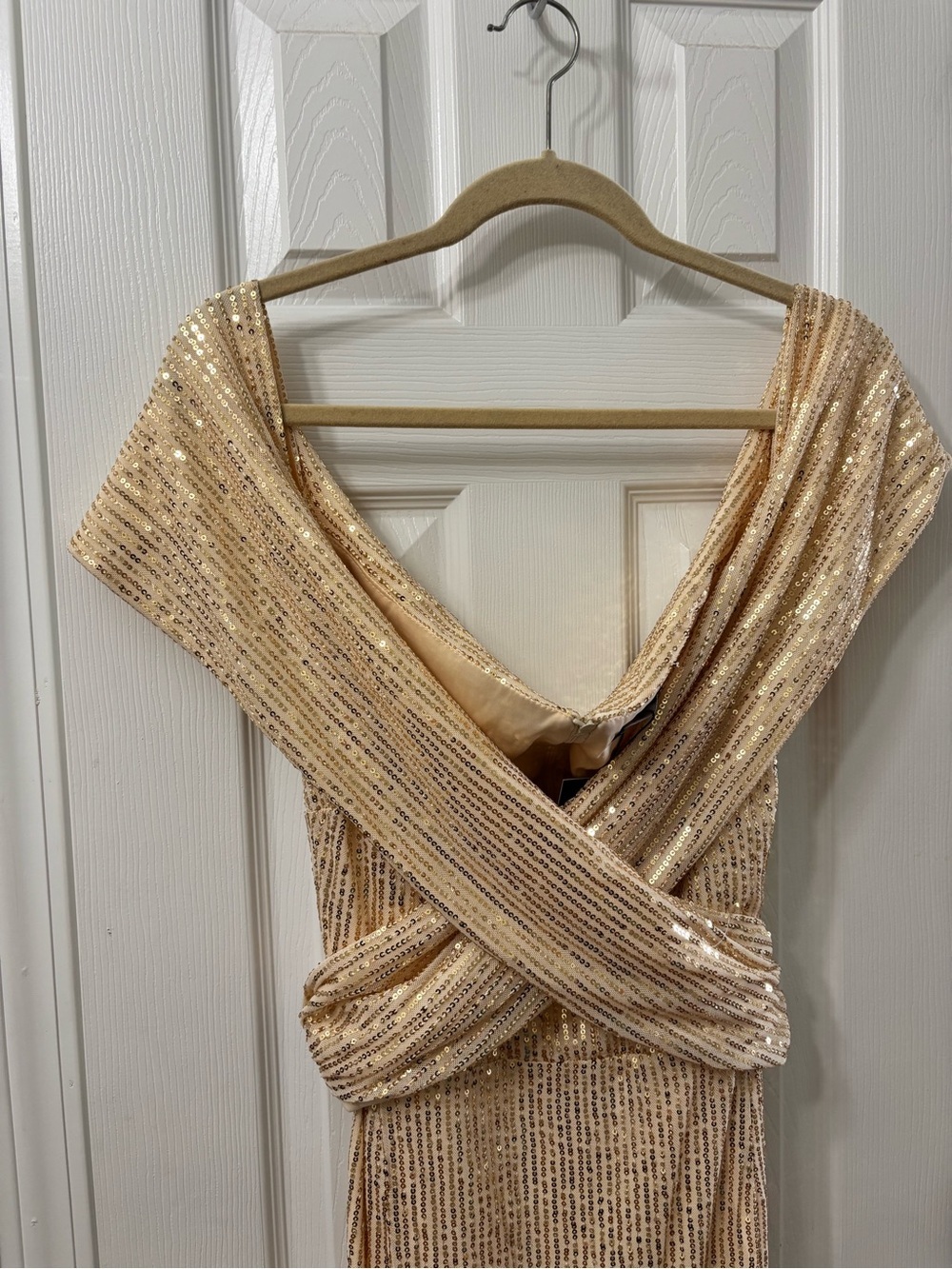 NWT X Plus Wear Gold Sequin Off Shoulder Wrap Dress Size 3X Versatile Style - Picture 3 of 8
